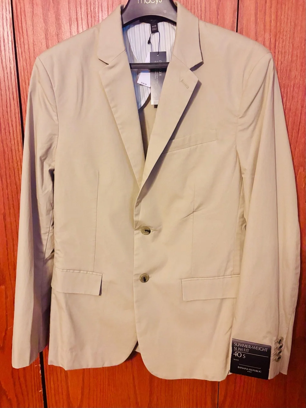 NEW Banana Republic Light Beige Slim Fit Summer Blazer